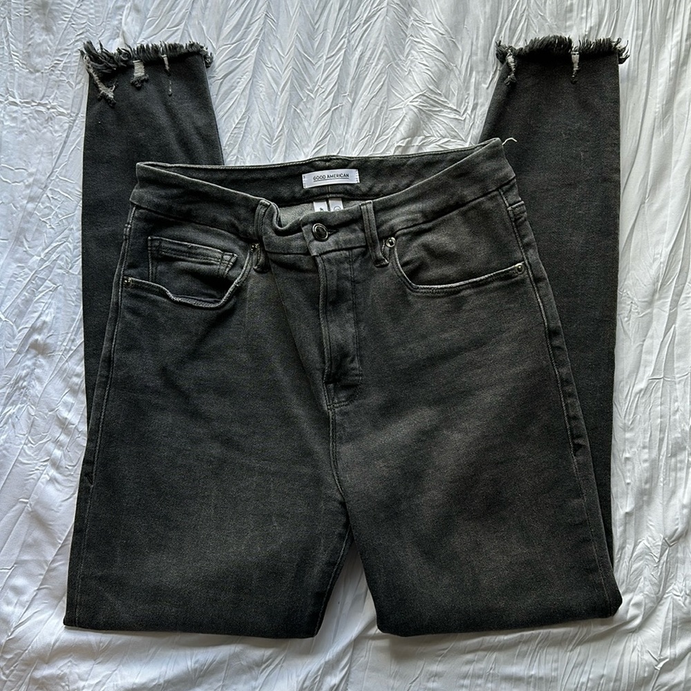 Good American Distressed faded black Jeans
